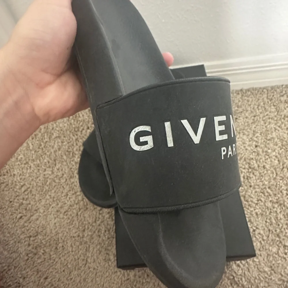 Givenchy Black Slide Sandals with White Logo - Picture 5 of 6